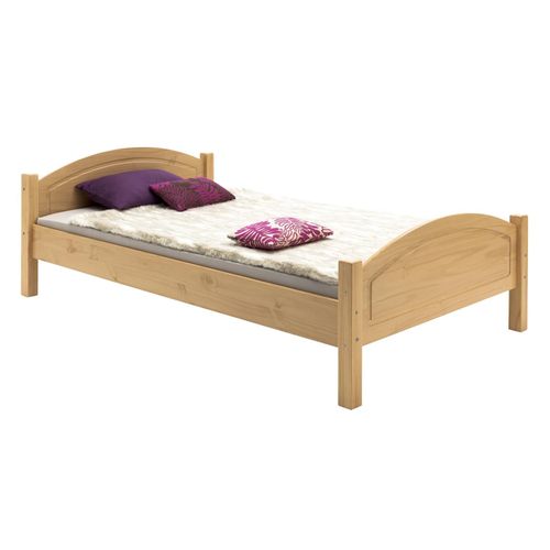Lit Simple Flims 90 X 200 Cm Lit Pour Enfant En Pin Massif Lasur Couleur Htre, Avec Tte Et Pied De Lit Arrondi