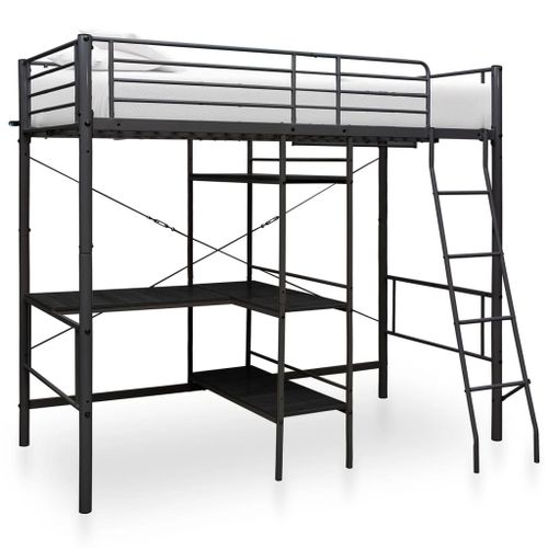 Lit Superpos Avec Cadre De Table Noir Mtal - Vidaxl