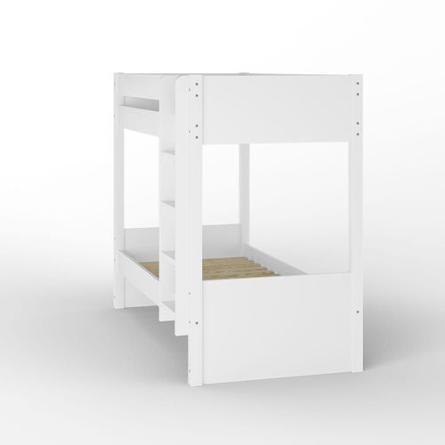 Lit Superpos Avec Matelas Bois Massif Blanc 90x200 Cm