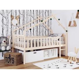 Lit Sureleve Enfant Avec Bacs De Rangements Pin Massif Bicolor Brut Blanc Sommier Inclus 90x190 Cm Elidja Rakuten