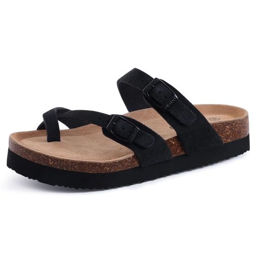 Litfun-Sandales Plates En Cuir Pour Femmes,Pantoufles En Lige,Pantoufles De Maison,Pantoufles De Plage Classiques Unisexes,Support D'arc,Mode D't,2024