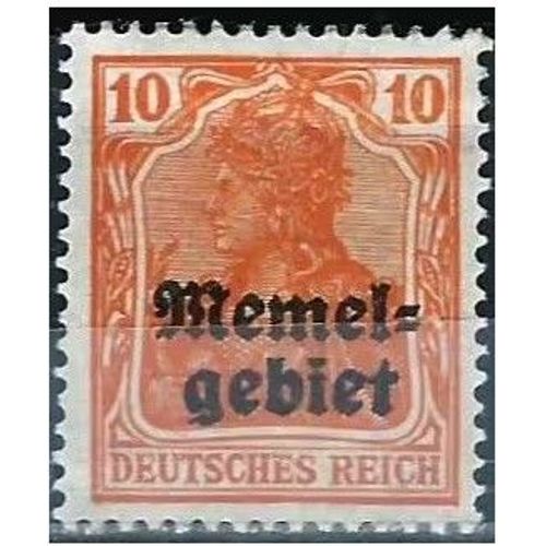 Lituanie, Enclave De Memel Sous Adm. Franaise 1920, Beau Timbre Neuf* Allemande Type Germania 10pf. Orange Surcharg "Memel - Gebiet"
