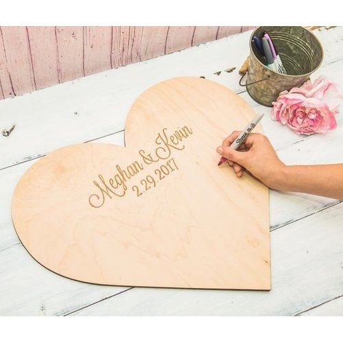 Livre D'or De Mariage Personnalis Avec CUrs En Bois, Livre D'or  Signature Unique, Livre D'or Rustique Pour Rception De Bb, Cadre Avec Signe En Bois Grav