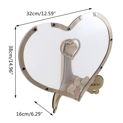 Livre D'or De Mariage Transparent, Bote De Dpt De CUrs Rustiques Avec 80 CUrs En Bois Pour Anniversaire, Rception-Cadeau Pour Bb