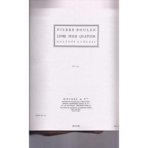 Livre Pour Quatuor Partition / Conducteur   de Pierre Boulez 