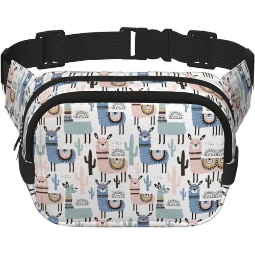 Llama Alpaga Cactus Sac Banane Carr Double Couche Rglable Mini Ceinture Sac De Taille Sac D'exercice Course Voyage Randonne, Noir, One Size