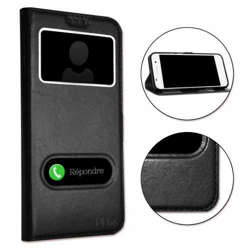 Logicom L-Ement 501 Housse Ddie Noire Folio  Fentres Faon Cuir Avec Surpiqres Apparentes By Ph26