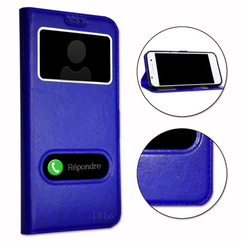 Logicom L-Ement 550 Housse Ddie Bleue Folio  Fentres Faon Cuir Avec Surpiqres Apparentes By Ph26