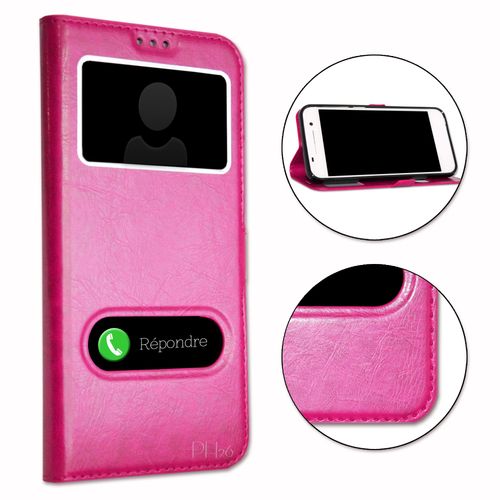 Logicom L-Ement 550 Housse Ddie Rose Folio  Fentres Faon Cuir Avec Surpiqres Apparentes By Ph26
