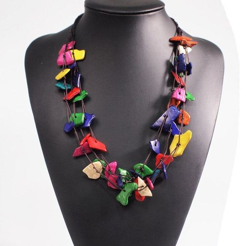 Long Collier Bohme En Bois Fait  La Main Pour Femmes, Bijoux De Dclaration, Pendentif En Forme De Coquille De Noix De Coco, 2020