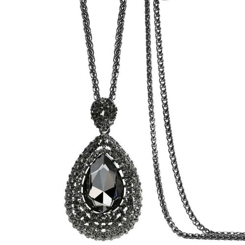 Long Collier Goutte D'eau Pour Femmes, Bijoux En Cristal, Noir, Or, Dclaration, Colar Maxi,  La Mode