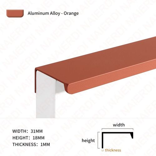 Longueur 1200 Mm - 4 Angle Droit-Orange - Poigne De Meuble Longue En Alliage D'aluminium, Idale Pour Cisco, Commode Et Porte