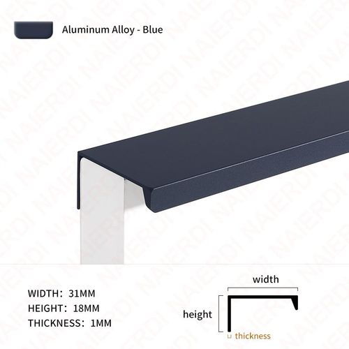Longueur 150 Mm - 4 Angle Droit Bleu - Poigne De Meuble Longue En Alliage D'aluminium, Idale Pour Cisco, Commode Et Porte