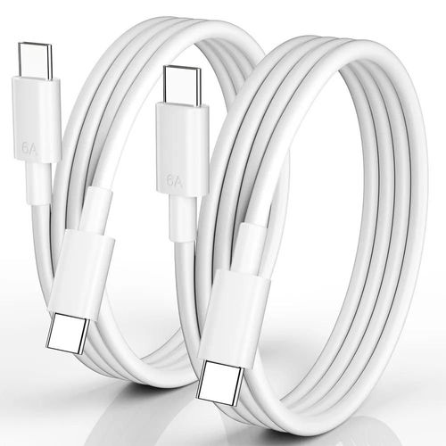 Lot-2 65W Cble USB-C vers USB-C 6A Charge Rapide pour Xiaomi Redmi Samsung iPhone 16 15 - 1M Blanc