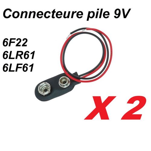 Lot 2 Adaptateur Clip Pile 9v Fils Pour Arduino & Projets Diy