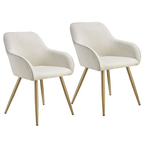 Lot 2 Chaises lgantes Aspect Corde Avec Forme Ergonomique Crme/Dor
