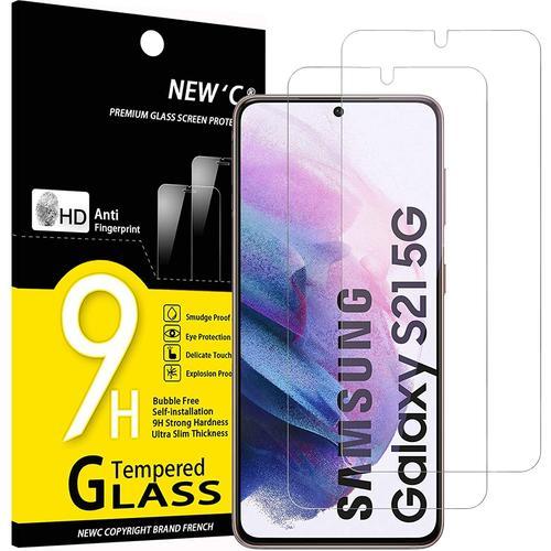 Lot 2 Verre Trempe Samsung Galaxy S21 5g 6.2 Film Protection Ecran Anti Rayures Sans Bulles D'air Ultra Resistant 0,33mm Hd Ultra Transparent Durete 9h Glass