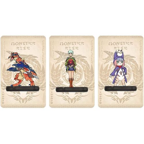 Lot 3 Standard Cartes Amiibo Monster Hunter Rise + Stories 2 Sur Nintendo Switch