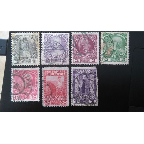Lot 7 Timbres Autriche - Personnages - 1908 The 60th Anniversary Of The Reign Of Emperor Franz Josef,I