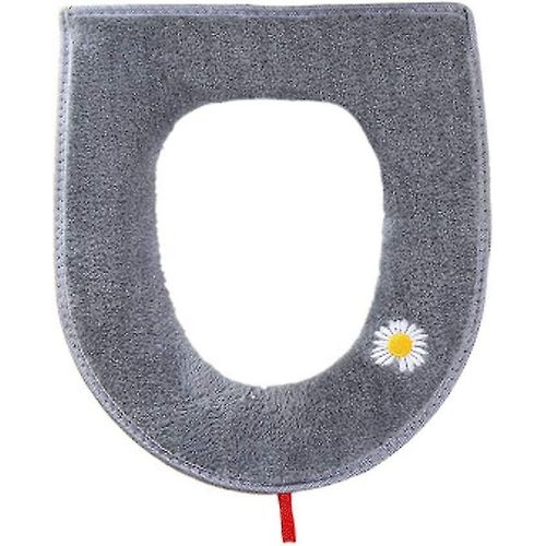 Lot De 1 Housse De Sige De Toilette paisse Et Douce  Fermeture clair Avec Poigne, Lavable, Taille Standard, En Polaire De Lapin, Adapte  Toutes Les Toilettes Ovales