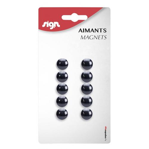 Lot De 10 Aimants Ronds Diamtre De 9 Mm - Noir - Sign