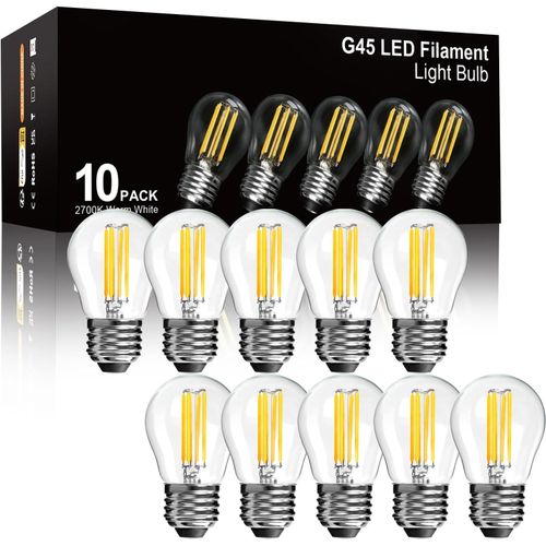 Lot De 10 Ampoules E27 Dimmable Blanc Chaud 2700k G45 Ampoule Edison 4w=40w Ac220-240v 400lm 360 Angle De Faisceau Ampoule  Filament Led En Verre Pour Lampes De Table, Lustres,La[Amp743803]