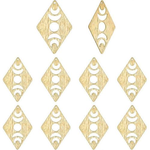 Lot De 10 Breloques Dores En Forme De Losange Avec Phases De Lune, Pendentifs En Laiton En Forme De Croissant, Pour Collier, Bracelet, Boucle D'oreille, Diy