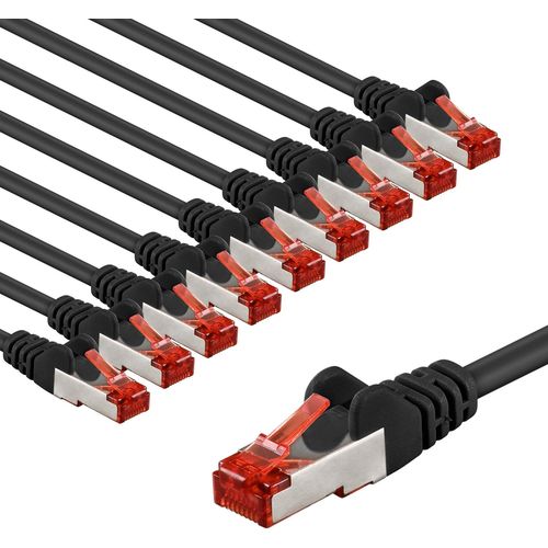 Lot de 10 cbles rseau Cat 6 blinds S/FTP/CU Cble Ethernet PiMF LSZH/Cat 6-10 Gbit/s 10 x 1 m 65978 Noir