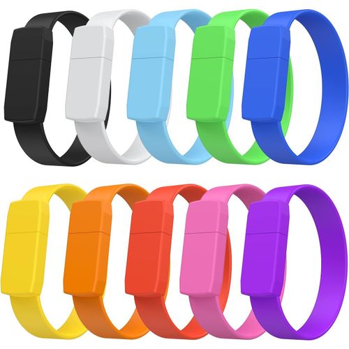Lot De 10 Cls Usb 2.0 Multicolores Pour Bracelet - 2 Go