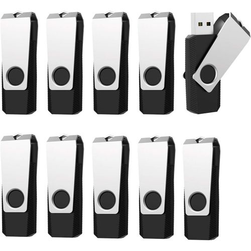 Lot de 10 Cls USB 4 Go 2.0,Clef USB 4Go Pivotante Disque U Mmoire de Stockage Externe Flash Drive Pendrive (Noir)