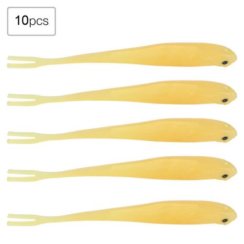 Lot De 10 Leurres De Peche Souples Et Realistes En Pvc, 13 Cm, Pour Eau Douce Et Mer (Jaune)