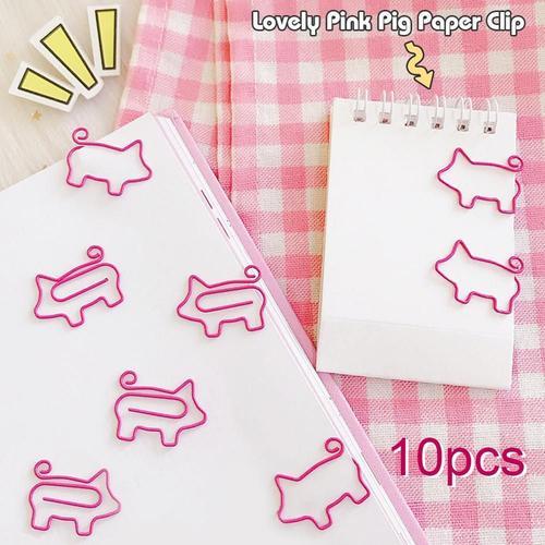 Lot De 10 Mini Pinces  Papier Cochon Rose, Marque-Page Cratif, Dessin Anim, Mignon, Queue De Cochon, Doux, Fournitures De Bureau
