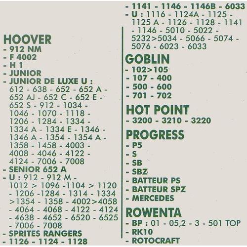 Lot de 10 sacs aspirateur Wpro HO 17 pour Hoover Junior, junior de luxe U, Senior 652 A, U, Sprites Rangers, Goblin 102  105  - Hot Point 3200, 3210, 3220