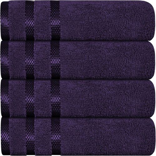 Lot De 10 Serviettes Super Douces - 100 % Coton Absorbants - 550 G/M - 2 Serviettes De Bain, 2 Mains, 4 Vi , 2 Serviettes De Bain De Luxe Et  Schage Rapide (Violet, 4 Essuie-Mains)
