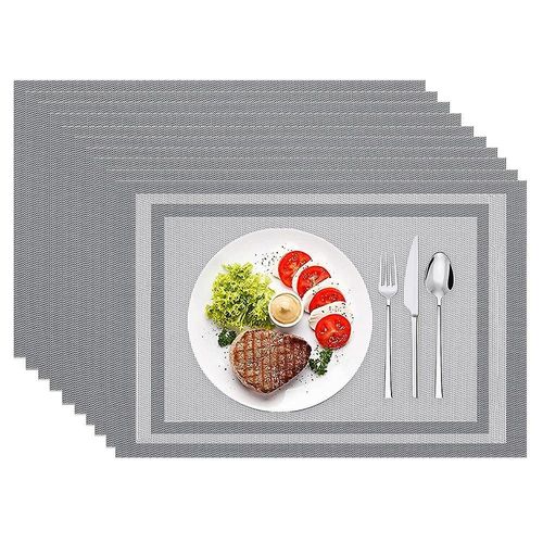Lot de 10 sets de table tisss lgants et rsistants  la chaleur - Sets de table en PVC durables pour les repas, faciles  nettoyer, design moderne