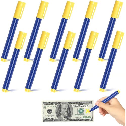 Lot De 10 Stylos Faux Billets, Dtecteur De Billets Faux Euro, Vrification De Faux Billets, Marqueur Faux Billets Pour Tester L'authenticit De Plusieurs Billets