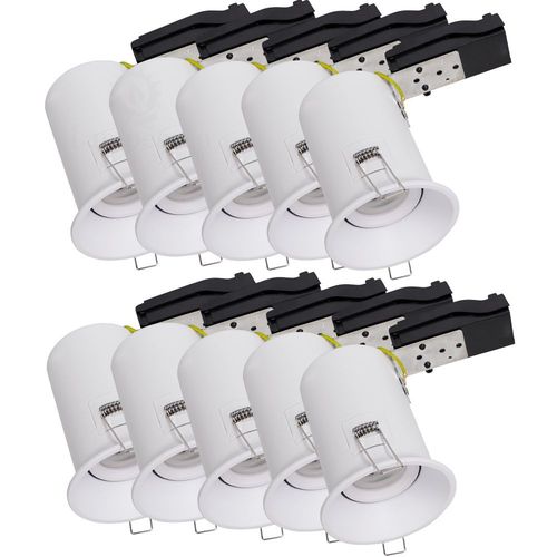 Lot De 10 Support De Spot Bbc Rt2012 Ip20 Basse Luminance 93mm De Diamtre Non Orientable Avec Connecteur Automatique Gu10