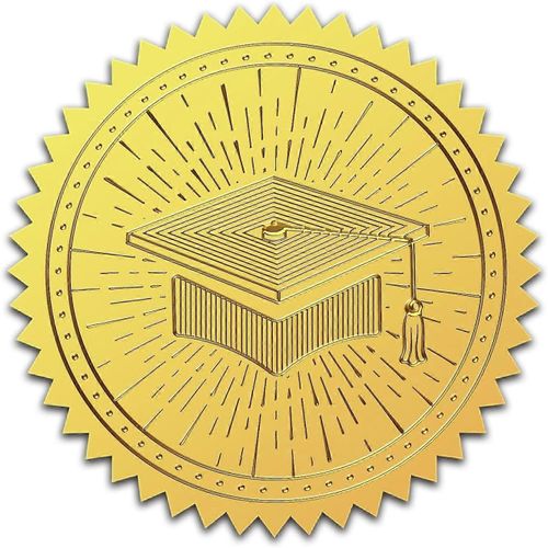 Lot De 100 Autocollants En Relief En Feuille D'or Avec Couronne, 2 Chapeaux De Remise De Diplme, Sceaux De Certificat Auto-Adhsifs, Dcoration De Mdaille, Autocollant Pour Remise De Diplme, Notaire D'entreprise, Mer