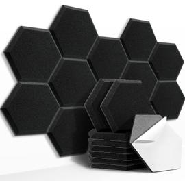 Lot de 12 plaques acoustiques carrées autocollantes I Absorbeurs sonores  haute densité pour mur, plafonds, bois et porte, panneau acoustique, motif