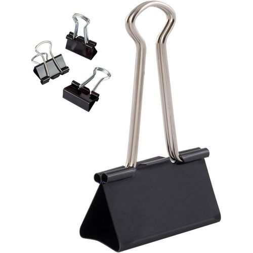 Lot De 12 Pinces  Documents | 51 Mm | Bote De Pinces  Papier Multi-Fonctions | Binder Clips | Papier Mtal Pince A Dessin Pour Notes | Papier  Lettre | Clip Fournitures De Bureau | Noir