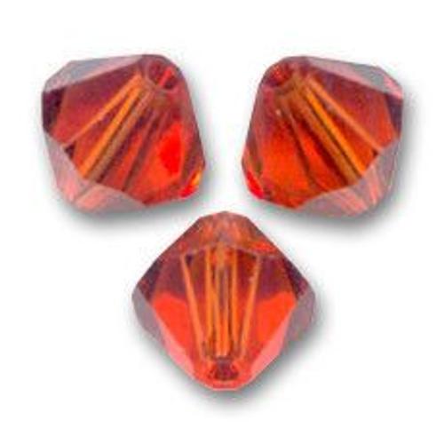 Lot De 14 Perles Toupies Rouge En Cristal De Swarovski 4mm.