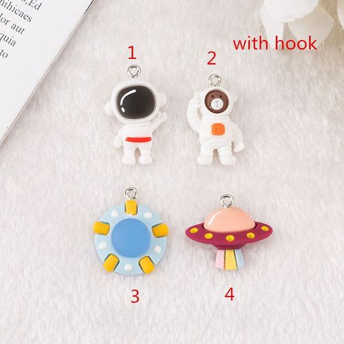Lot De 16 Pices En Rsine Multicolore,  Dos Plat, Vaisseau Spatial Et Tronautes Pour Collier Porte-Cls Pendentif, Accessoires De Fabrication  Faire Soi-Mme