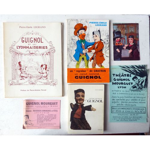 Lot De 17 Ouvrages Parus Entre 1909 Et 1980 Sur Guignol Et Le Thtre De Marionnettes Lyonnais - Par Pierre-Emile Legrand, Lon Riotor, Piwitt, J.B. Onofrio, Emile Pellissier (Pices Et Parodies)