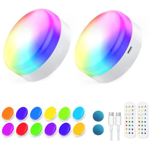 Lot De 2 Ampoules Sans Fil 3000 Mah  Intensit Variable - 12 Rvb + Cct - Changement De Couleur Ampoule Led E26 Non Cble - Pour Lampe Murale, Lampe De Table[Amp748070]