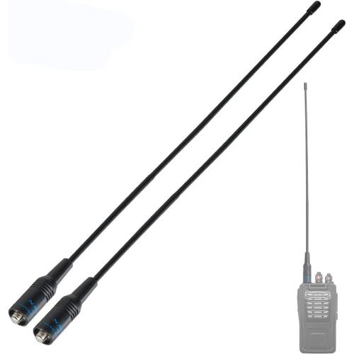 Lot de 2 antennes de 38,1 cm double bande UV VHF/UHF 144/430 MHz, avec connecteur SMA-F femelle, compatibles avec les talkie-walkie Baofeng UV-5R, UV-82 et BF-888S.