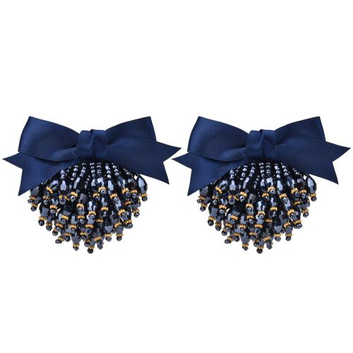 Lot De 2 Appliques A Coudre En Perles Bleues Avec Noud Papillon Pour Chaussures, Decoration De Robe De Mariee A Talons Hauts
