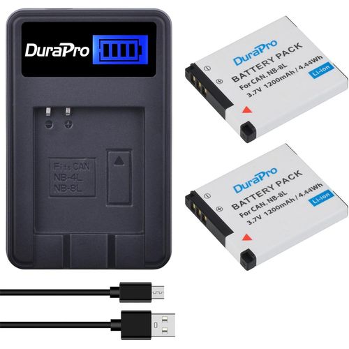 Lot de 2 batteries NB-8L NB 8L + chargeur USB LCD pour appareils photo numriques Canon PowerShot A3200 is,A3300 is A2200,A3000 is,A3100 is