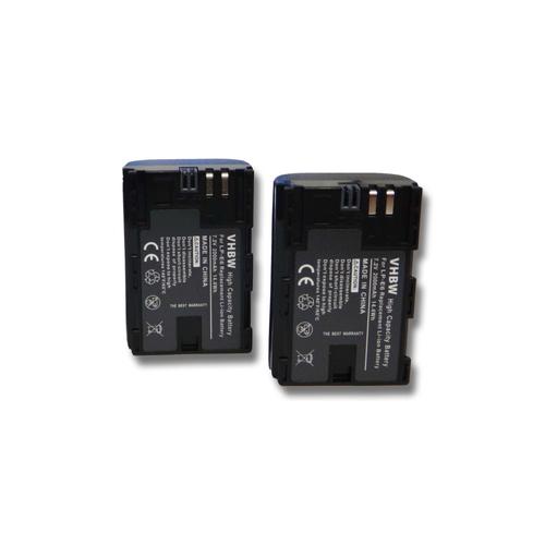 Lot de 2 batteries vhbw Li-Ion 2000mAh (7.2V) pour appareil photo Canon EOS 5D MARK II, III, EOS 6D, 7D, 60D, 60DA, 70D comme LP-E6.