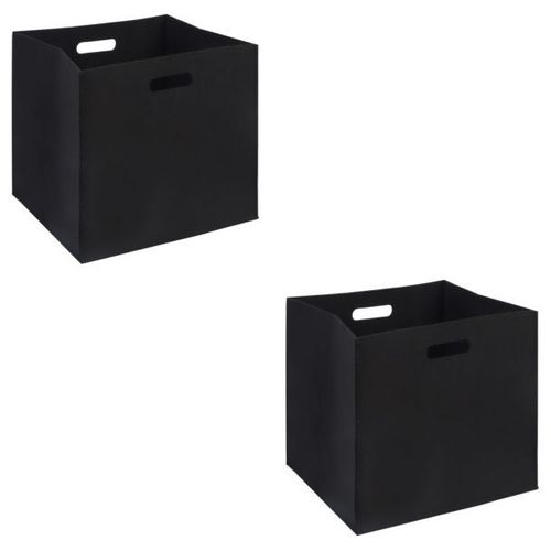 Lot De 2 Boites De Rangement En Feutrine Noir Felt, Cube De Rangement Pliable, Ouvert Dim 32 X 32 X 32 Cm, Design Moderne