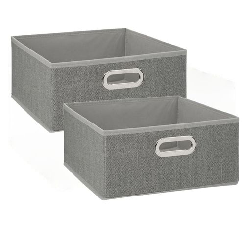 Lot De 2 Boites De Rangement En Tissu L.31 X H. 15 Cm - Gris Clair Chin